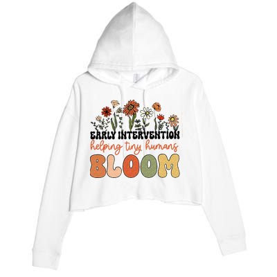 Retro Wildflower Early Intervention Helping Tiny Human Bloom Crop Fleece Hoodie
