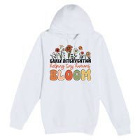 Retro Wildflower Early Intervention Helping Tiny Human Bloom Premium Pullover Hoodie
