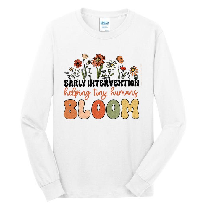 Retro Wildflower Early Intervention Helping Tiny Human Bloom Tall Long Sleeve T-Shirt