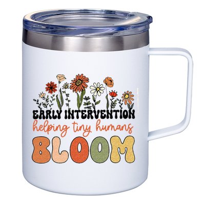 Retro Wildflower Early Intervention Helping Tiny Human Bloom 12oz Stainless Steel Coffee Mug