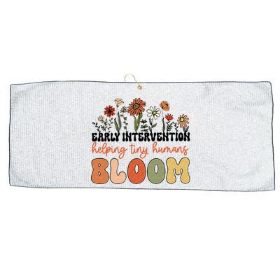 Retro Wildflower Early Intervention Helping Tiny Human Bloom Large Microfiber Waffle Golf Towel