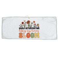 Retro Wildflower Early Intervention Helping Tiny Human Bloom Large Microfiber Waffle Golf Towel