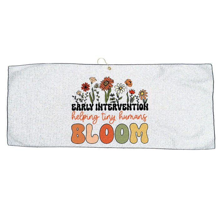 Retro Wildflower Early Intervention Helping Tiny Human Bloom Large Microfiber Waffle Golf Towel
