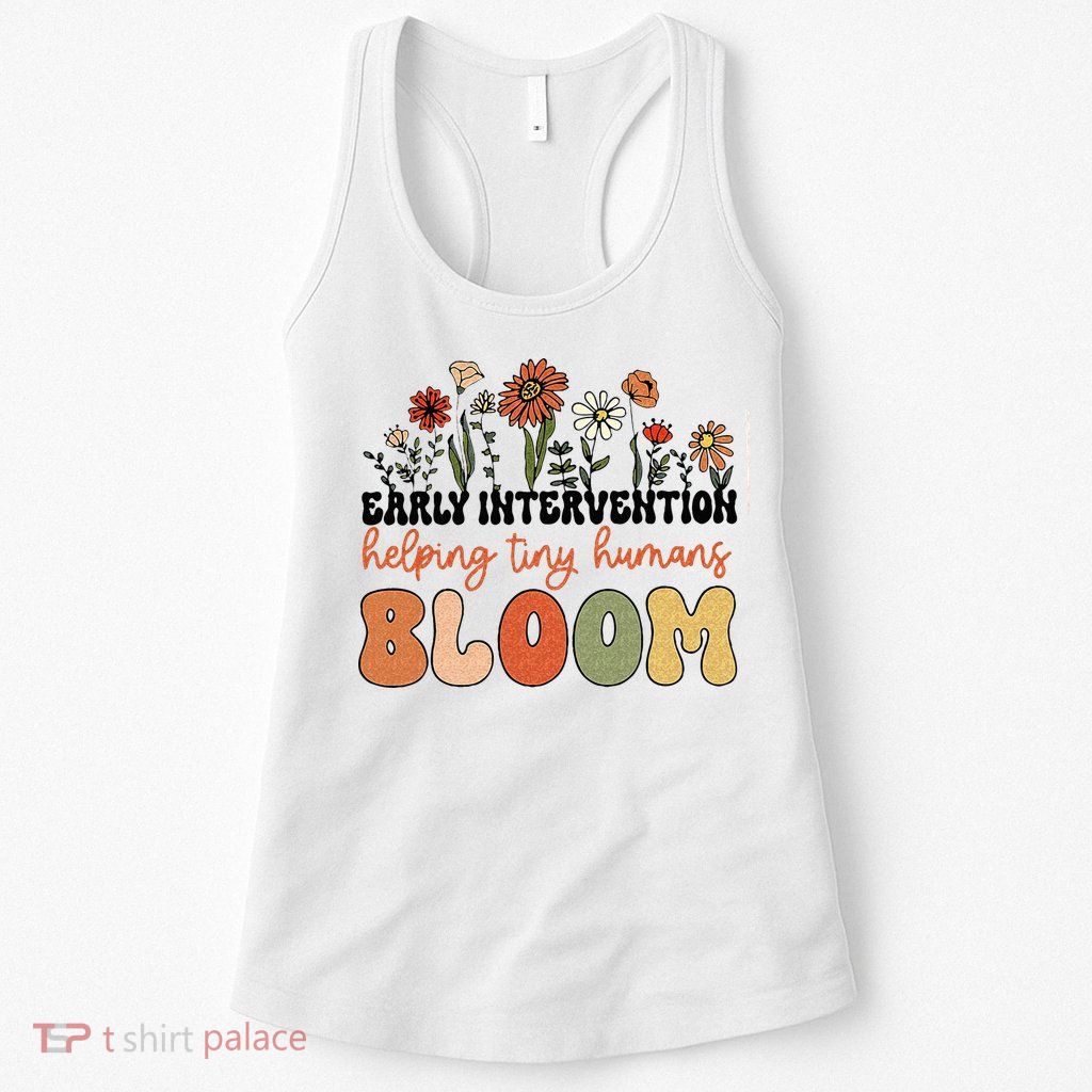 Retro Wildflower Early Intervention Helping Tiny Human Bloom Womens Tank Top
