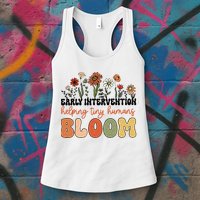Retro Wildflower Early Intervention Helping Tiny Human Bloom Womens Tank Top