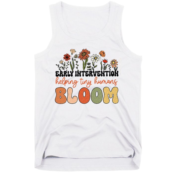 Retro Wildflower Early Intervention Helping Tiny Human Bloom Tank Top