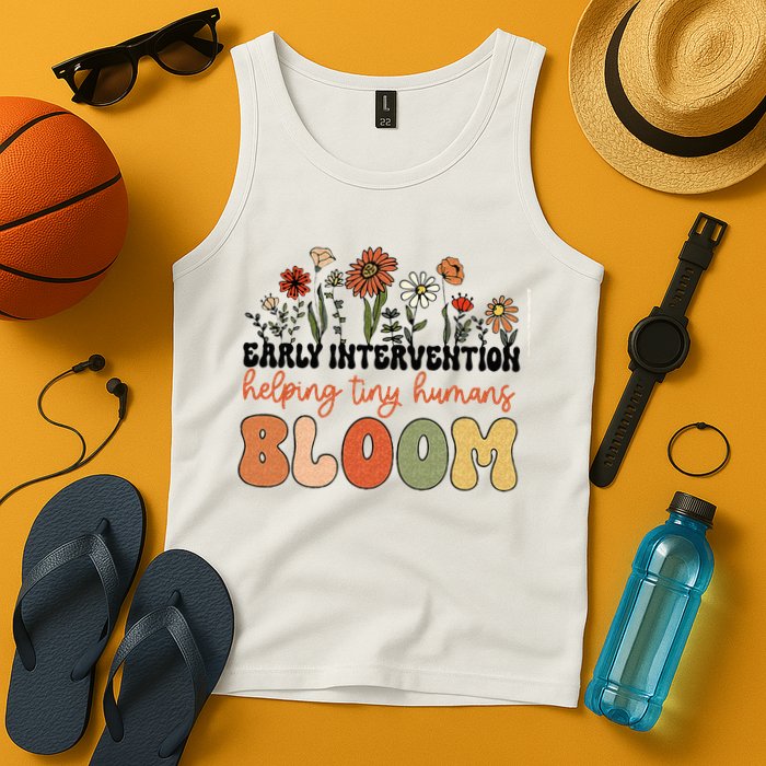 Retro Wildflower Early Intervention Helping Tiny Human Bloom Tank Top