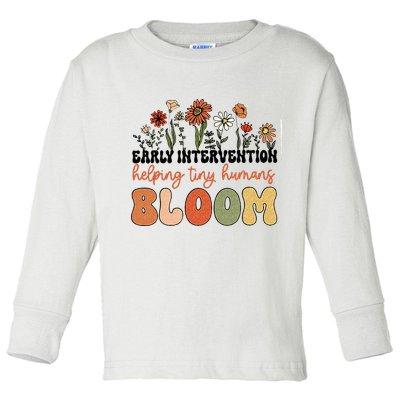 Retro Wildflower Early Intervention Helping Tiny Human Bloom Toddler Long Sleeve Shirt