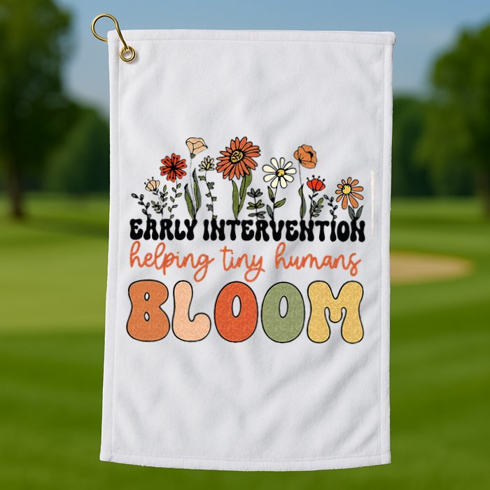 Retro Wildflower Early Intervention Helping Tiny Human Bloom Golf Towel