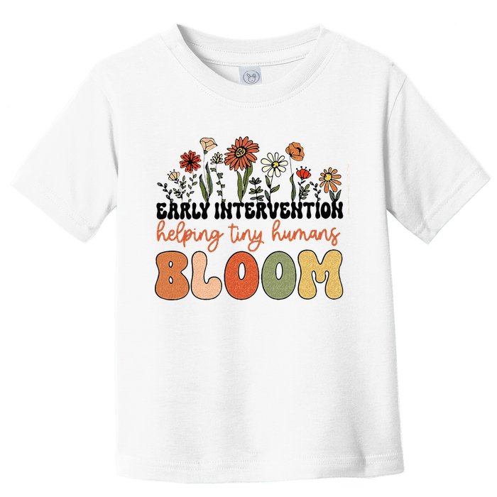 Retro Wildflower Early Intervention Helping Tiny Human Bloom Toddler T-Shirt