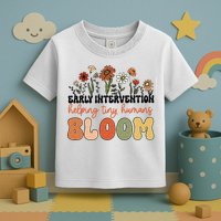 Retro Wildflower Early Intervention Helping Tiny Human Bloom Toddler T-Shirt