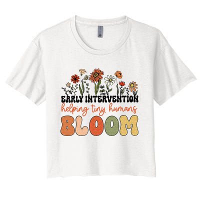Retro Wildflower Early Intervention Helping Tiny Human Bloom Crop Top