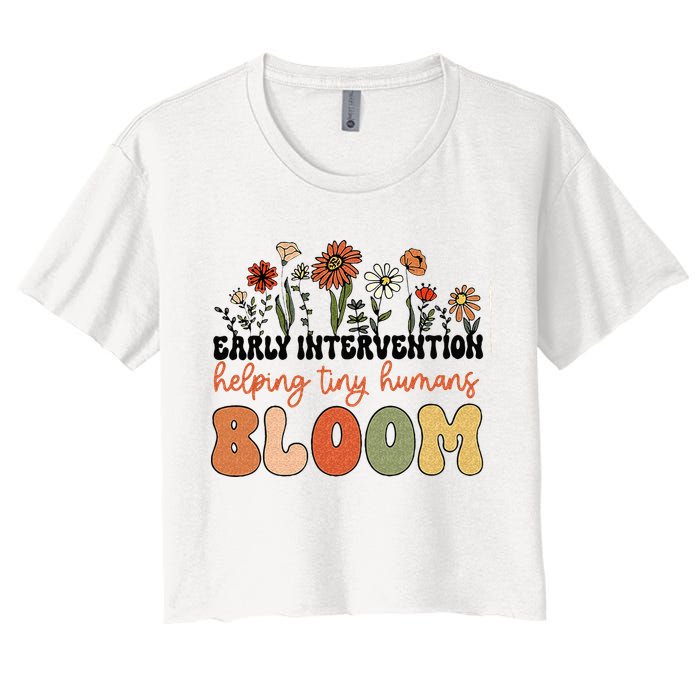 Retro Wildflower Early Intervention Helping Tiny Human Bloom Crop Top