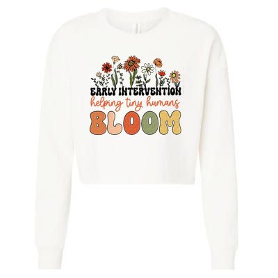 Retro Wildflower Early Intervention Helping Tiny Human Bloom Cropped Pullover Crew