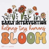 Retro Wildflower Early Intervention Helping Tiny Human Bloom Women's V-Neck T-Shirt