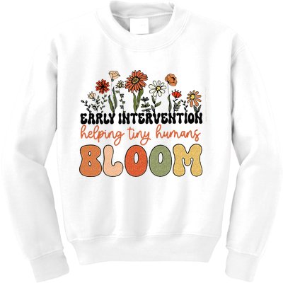 Retro Wildflower Early Intervention Helping Tiny Human Bloom Kids Sweatshirt