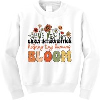 Retro Wildflower Early Intervention Helping Tiny Human Bloom Kids Sweatshirt