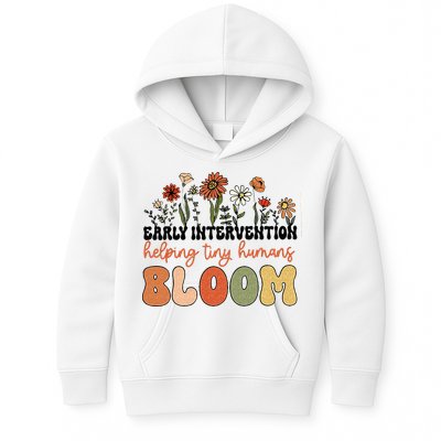 Retro Wildflower Early Intervention Helping Tiny Human Bloom Kids Hoodie
