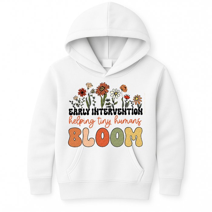 Retro Wildflower Early Intervention Helping Tiny Human Bloom Kids Hoodie