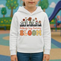 Retro Wildflower Early Intervention Helping Tiny Human Bloom Kids Hoodie