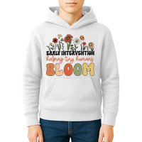 Retro Wildflower Early Intervention Helping Tiny Human Bloom Kids Hoodie
