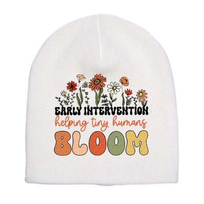 Retro Wildflower Early Intervention Helping Tiny Human Bloom Short Acrylic Beanie