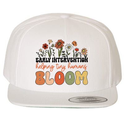 Retro Wildflower Early Intervention Helping Tiny Human Bloom Wool Snapback Cap