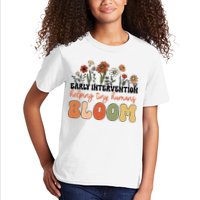 Retro Wildflower Early Intervention Helping Tiny Human Bloom Kids T-Shirt