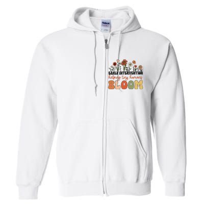 Retro Wildflower Early Intervention Helping Tiny Human Bloom Full Zip Hoodie