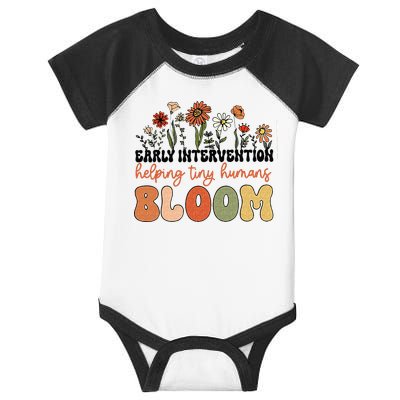 Retro Wildflower Early Intervention Helping Tiny Human Bloom Infant Baby Jersey Bodysuit