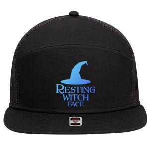 Resting Witch Face Silly Halloween Gift 7 Panel Mesh Trucker Snapback Hat