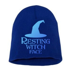 Resting Witch Face Silly Halloween Gift Short Acrylic Beanie