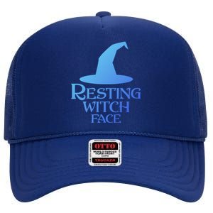 Resting Witch Face Silly Halloween Gift High Crown Mesh Back Trucker Hat