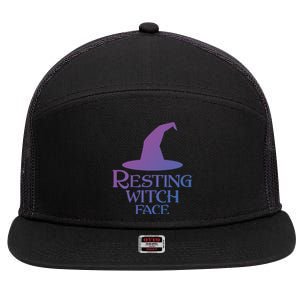 Resting Witch Face Silly Halloween Gift 7 Panel Mesh Trucker Snapback Hat