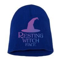 Resting Witch Face Silly Halloween Gift Short Acrylic Beanie