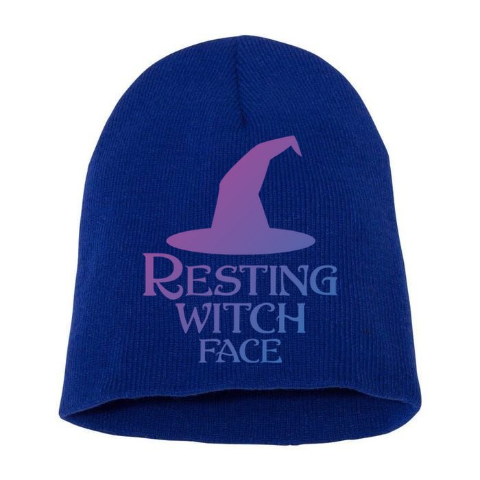 Resting Witch Face Silly Halloween Gift Short Acrylic Beanie