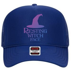 Resting Witch Face Silly Halloween Gift High Crown Mesh Back Trucker Hat