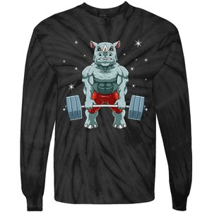 Rhino Weightlifting Fitness Gym For A Rhino Lover Premium Tie-Dye Long Sleeve Shirt