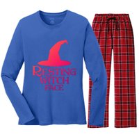 Resting Witch Face Silly Halloween Gift Women's Long Sleeve Flannel Pajama Set 