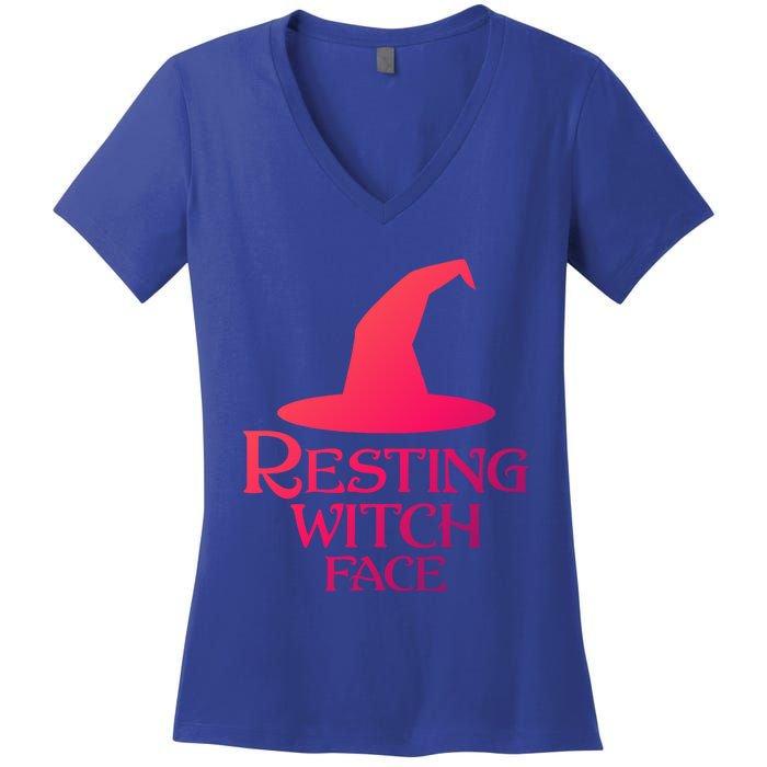 Resting Witch Face Silly Halloween Gift Women's V-Neck T-Shirt