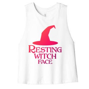 Resting Witch Face Silly Halloween Gift Women's Racerback Cropped Tank