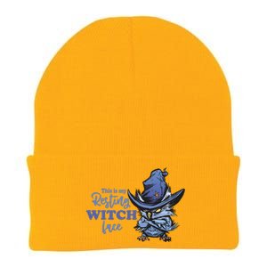 Resting Witch Face Funny Halloween Owl And Witch Hat Gift Knit Cap Winter Beanie