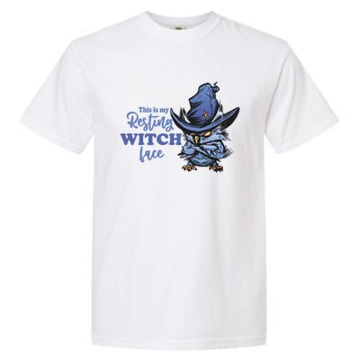 Resting Witch Face Funny Halloween Owl And Witch Hat Gift Garment-Dyed Heavyweight T-Shirt