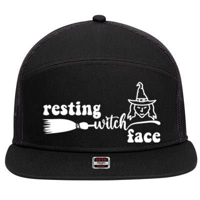 Resting Witch Face Funny Halloween 7 Panel Mesh Trucker Snapback Hat