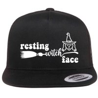 Resting Witch Face Funny Halloween Flat Bill Trucker Hat