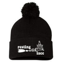Resting Witch Face Funny Halloween Pom Pom 12in Knit Beanie