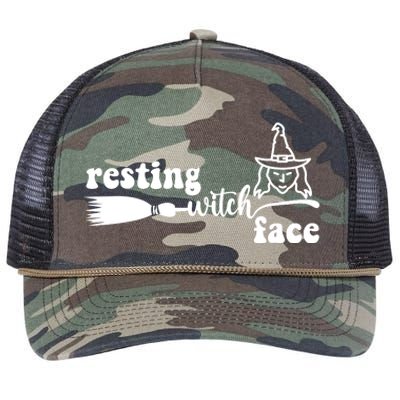 Resting Witch Face Funny Halloween Retro Rope Trucker Hat Cap