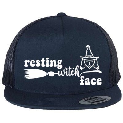 Resting Witch Face Funny Halloween Flat Bill Trucker Hat