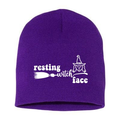 Resting Witch Face Funny Halloween Short Acrylic Beanie