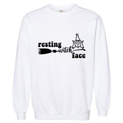 Resting Witch Face Funny Halloween Garment-Dyed Sweatshirt